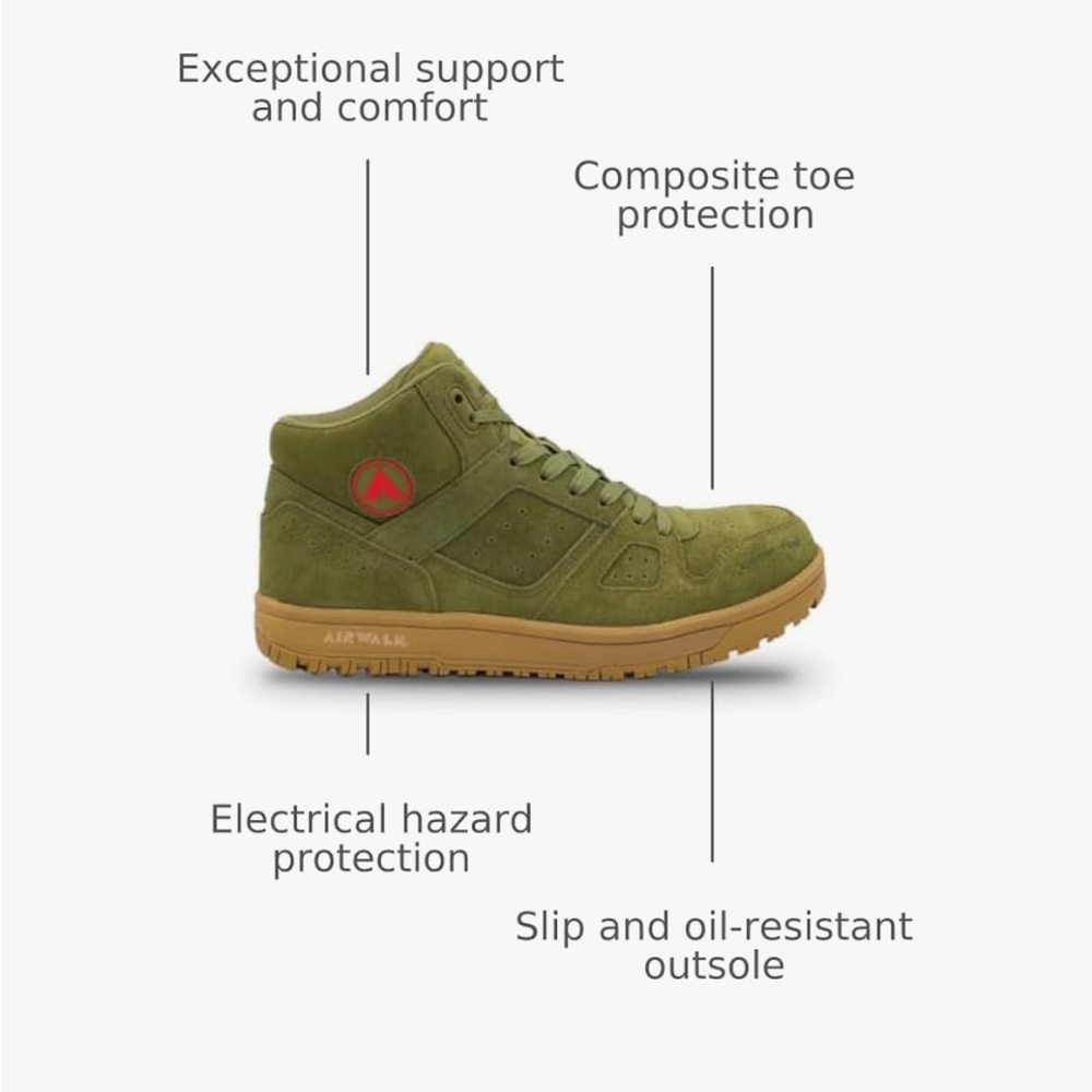 Airwalk Men's Mongo , Green High-Top Safety Working Sneakers - Picture 5 of 11